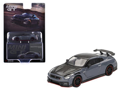 2024 Nissan GT-R Nismo (R35) Stealth Gray with Carbon Hood and Top Limited Edition 1/64 Diecast Model Car by Mini GT