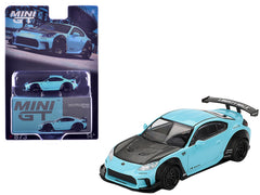 Toyota GR86 "LB-Nation - Liberty Walk" Baby Blue with Carbon Hood Limited Edition 1/64 Diecast Model Car by Mini GT
