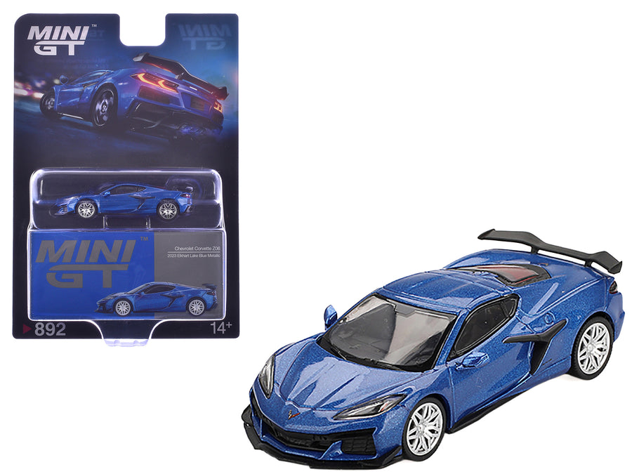 2023 Chevrolet Corvette Z06 Elkhart Lake Blue Metallic Limited Edition 1/64 Diecast Model Car by Mini GT