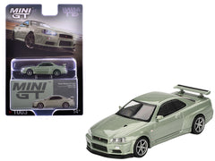 Nissan Skyline GT-R (R34) V-Spec II Nur RHD (Right Hand Drive) Millenium Jade Metallic Limited Edition 1/64 Diecast Model Car by Mini GT