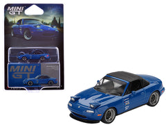 Mazda Miata MX-5 (NA) Tuned Version RHD (Right Hand Drive) Dark Blue with Black Soft Top Limited Edition 1/64 Diecast Model Car by Mini GT