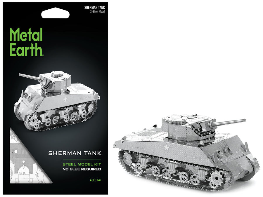 Model Kit American Sherman Tank (Moderate Difficulty) Steel Model by Metal Earth