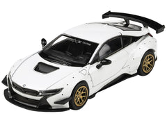 BMW i8 Liberty Walk White with Gold Wheels 1/64 Diecast Model Car by Paragon Models