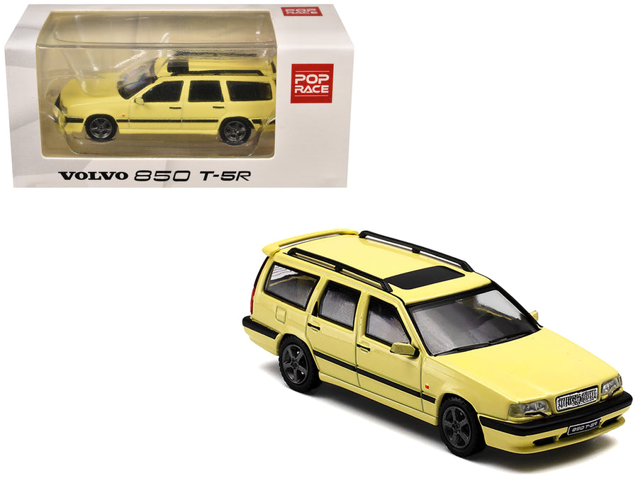 Volvo 850 T-5R Estate Wagon Cream Yellow 1/64 Diecast Model Car by Pop Race