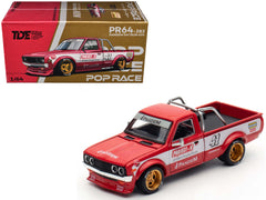 Datsun Pandem 620 Pickup Truck #41 Red Metallic with White Stripes and Graphics "2025 Thailand Diecast Expo" 1/64 Diecast Model Car by Pop Race