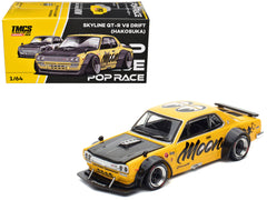 Skyline GT-R V8 Drift "Hakosuka" RHD (Right Hand Drive) "Mooneyes" Yellow with Carbon Hood "The Model Car Show Singapore 2025" 1/64 Diecast Model Car by Pop Race