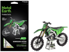 Model Kit Kawasaki KX450 Off-Road Motorcycle Green (Challenging Difficulty) Steel Model by Metal Earth