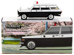 Datsun Bluebird 510 Wagon "Japan Police Car" Black and White "Global64" Series 1/64 Diecast Model by Tarmac Works