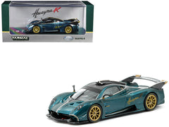 Pagani Huayra R Turquoise Carbon Fiber with Gold Wheels "Global64" Series 1/64 Diecast Model Car by Tarmac Works