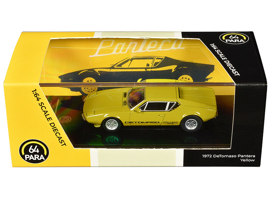 1972 De Tomaso Pantera Yellow 1/64 Diecast Model Car by Paragon Models